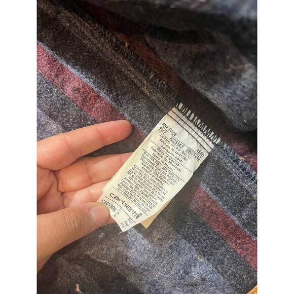 Vintage Carhartt chore jacket C001 BRN blanket lined duck coat work wear Size L - Picture 9 of 9